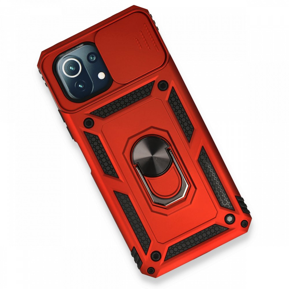 Xiaomi Mİ 11 Lite Kılıf Pars Lens Yüzüklü Silikon - Kırmızı  Xiaomi Mİ 11 Lite Kılıf Pars Lens Yüzüklü Silikon - Kırmızı