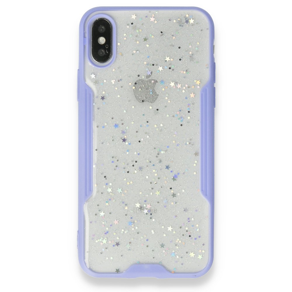  iPhone XS Max Kılıf Platin Simli Silikon - Lila