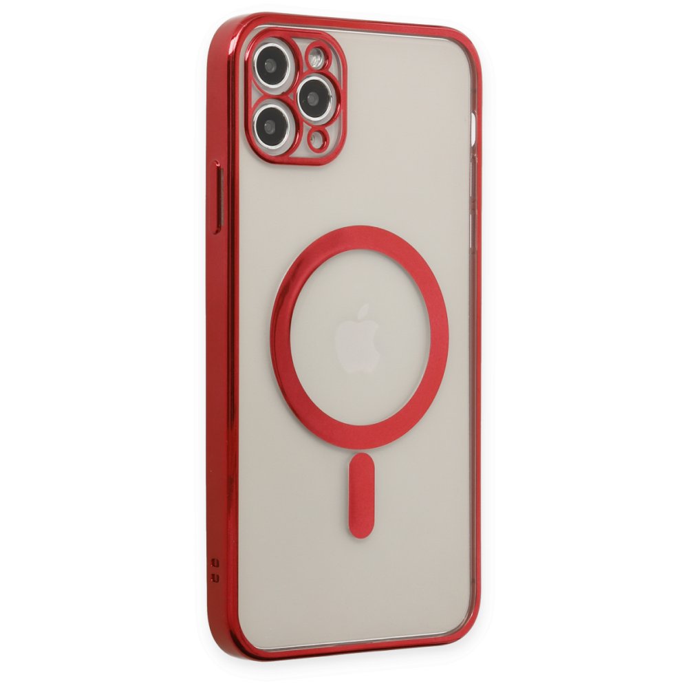  iPhone 11 Pro Kılıf Magneticsafe Lazer Silikon - Kırmızı