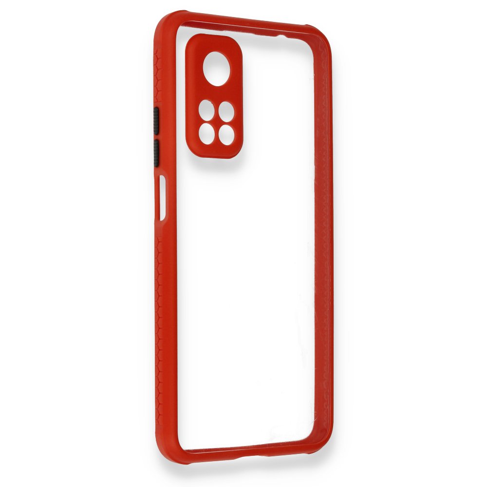  Xiaomi Mi 10T Kılıf Miami Şeffaf Silikon - Kırmızı