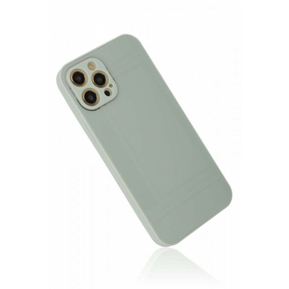 iPhone 12 Pro Kılıf Glass Kapak - Turkuaz iPhone 12 Pro Kılıf Glass Kapak - Turkuaz
