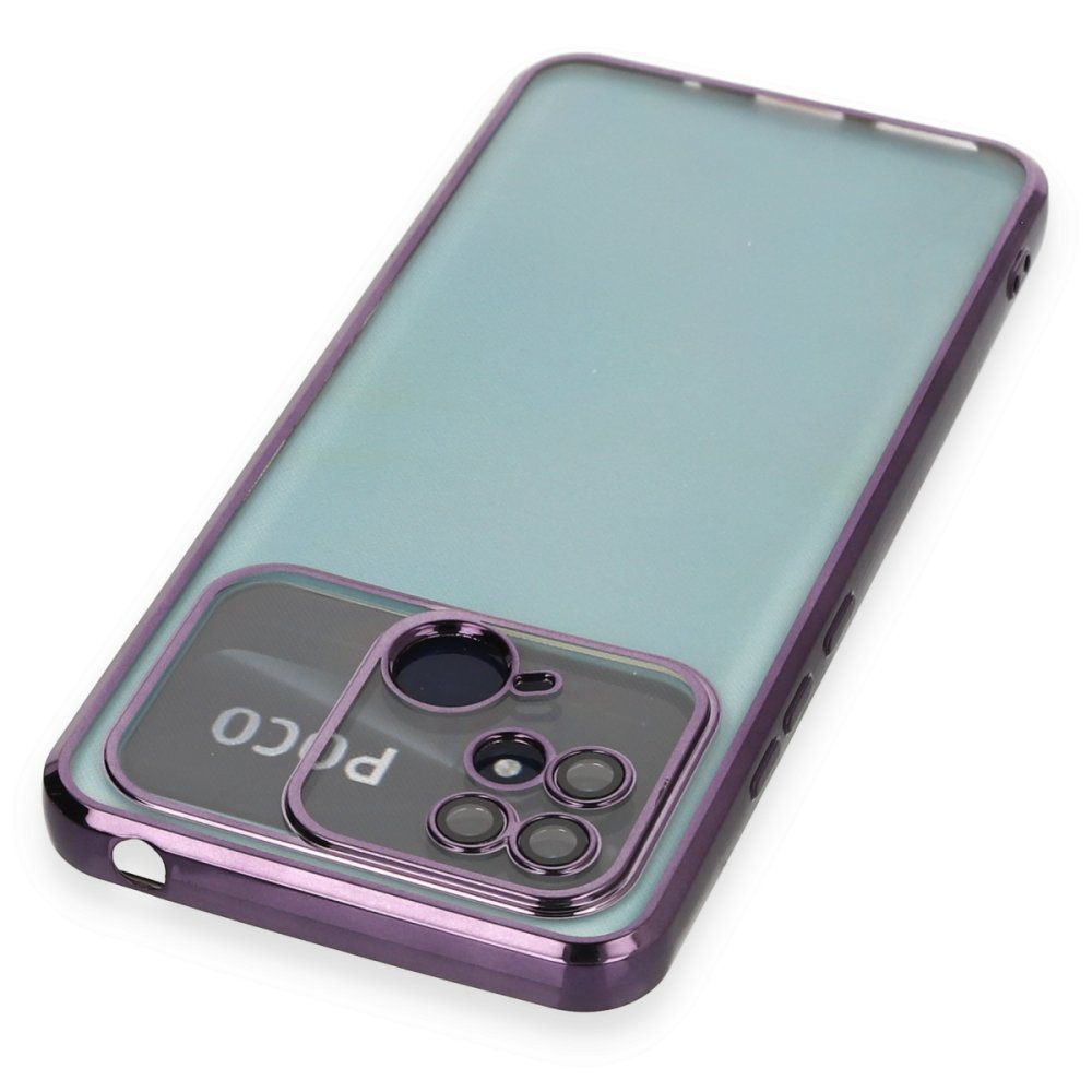 Xiaomi Poco C40 Kılıf Razer Lensli Silikon - Mor Xiaomi Poco C40 Kılıf Razer Lensli Silikon - Mor