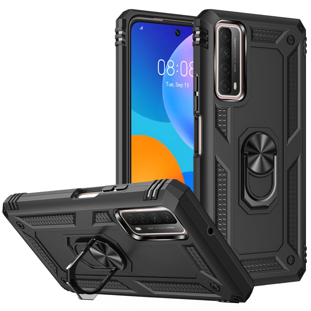 Huawei P Smart 2021 Kılıf Sofya Yüzüklü Silikon Kapak - Siyah  Huawei P Smart 2021 Kılıf Sofya Yüzüklü Silikon Kapak - Siyah