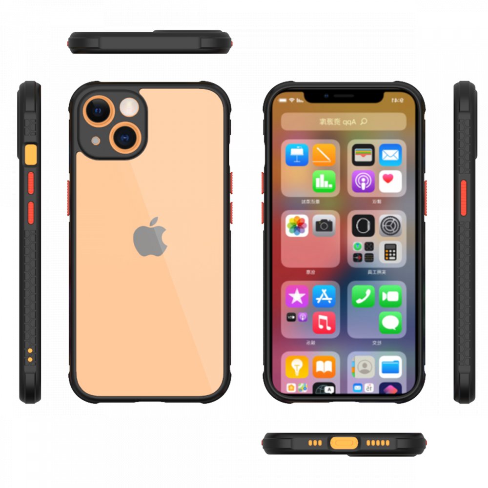 iPhone 13 Mini Kılıf Miami Şeffaf Silikon - Siyah