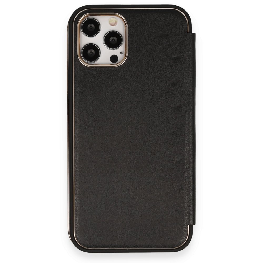  iPhone 12 Pro Kılıf Dolpin Kapaklı - Siyah
