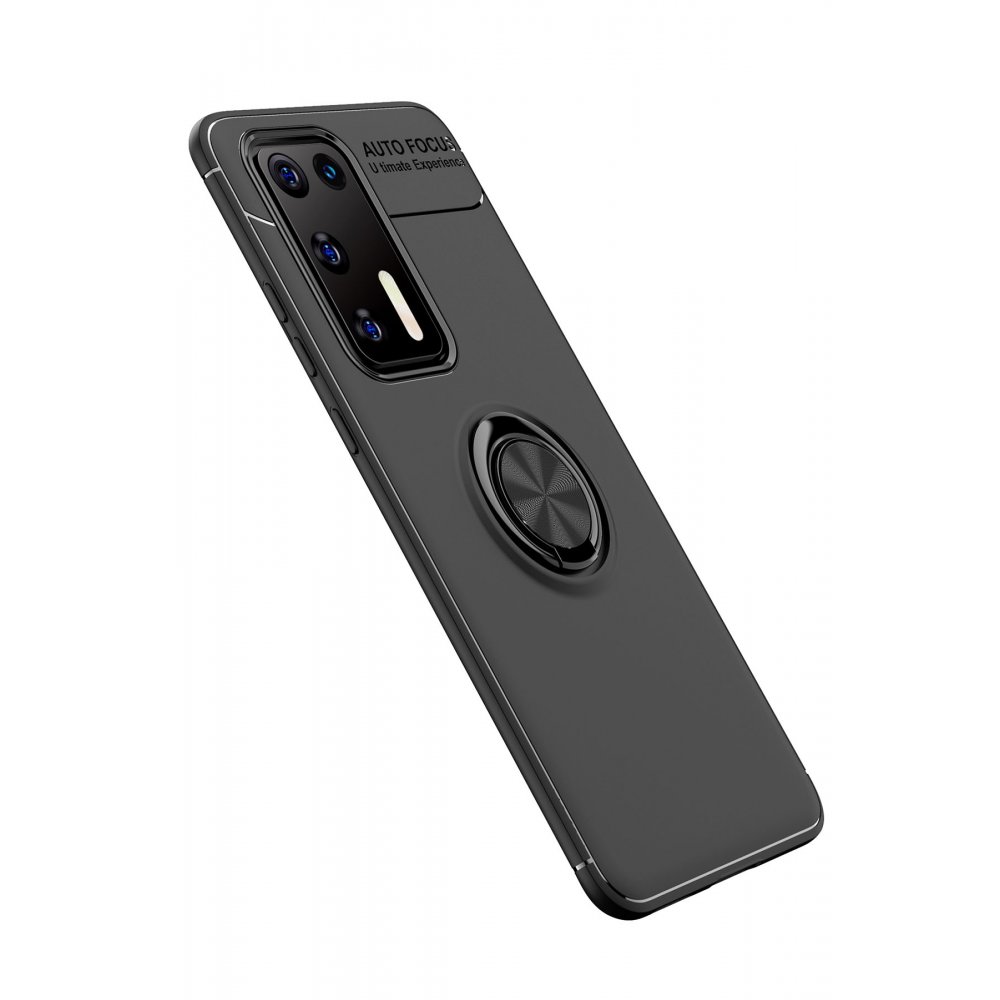 Huawei P40 Kılıf Range Yüzüklü Silikon - Siyah  Huawei P40 Kılıf Range Yüzüklü Silikon - Siyah