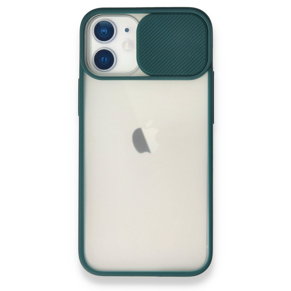  iPhone 11 Kılıf Palm Buzlu Kamera Sürgülü Silikon - Yeşil