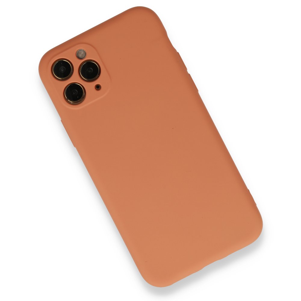  iPhone 11 Pro Kılıf Nano içi Kadife Silikon - Mat Turuncu