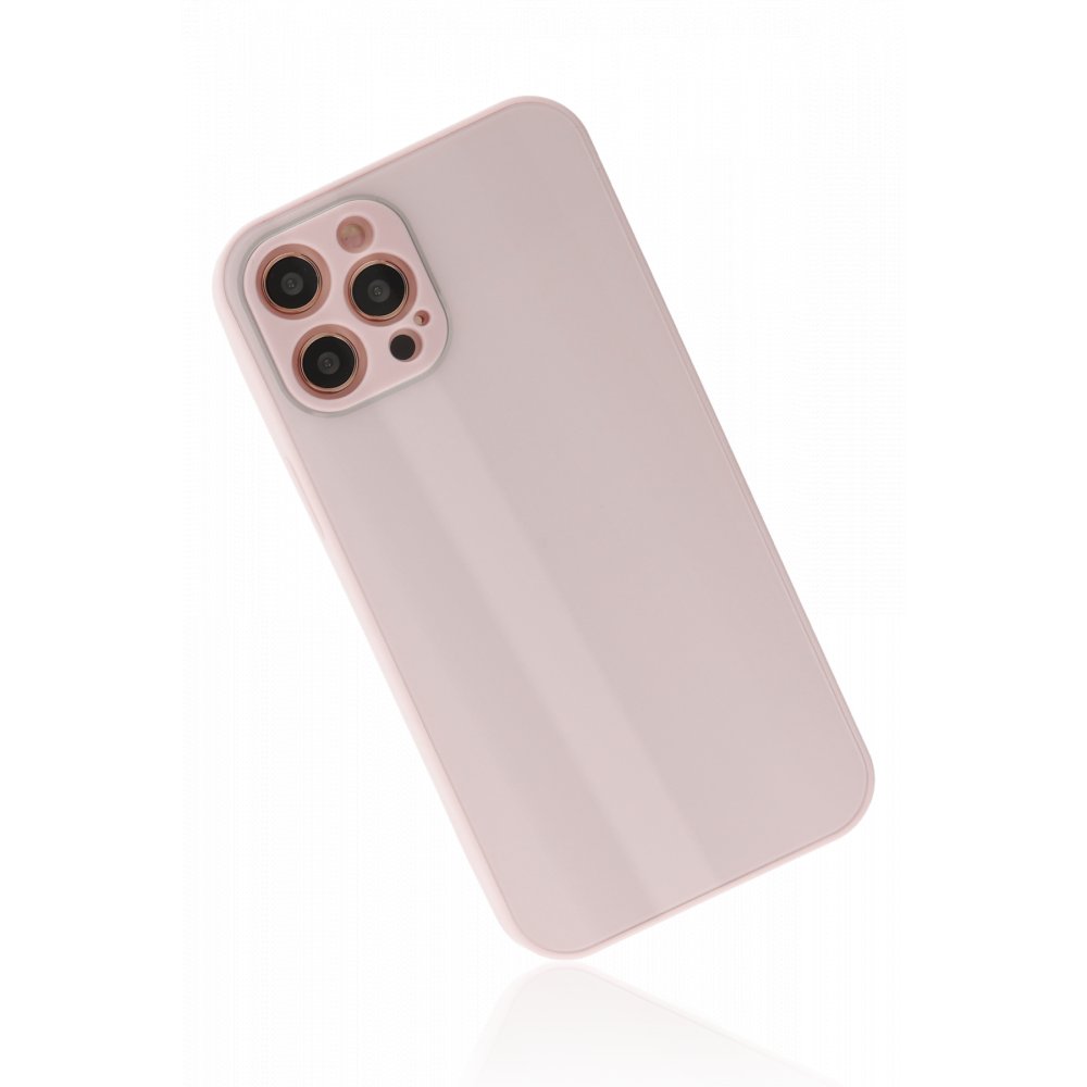  iPhone 12 Pro Max Kılıf Glass Kapak - Pembe