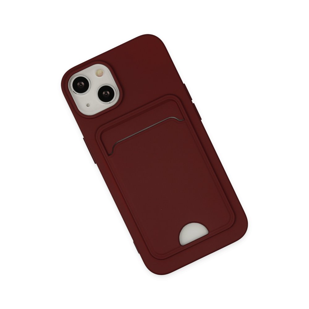  iPhone 14 Plus Kılıf Kelvin Kartvizitli Silikon - Bordo