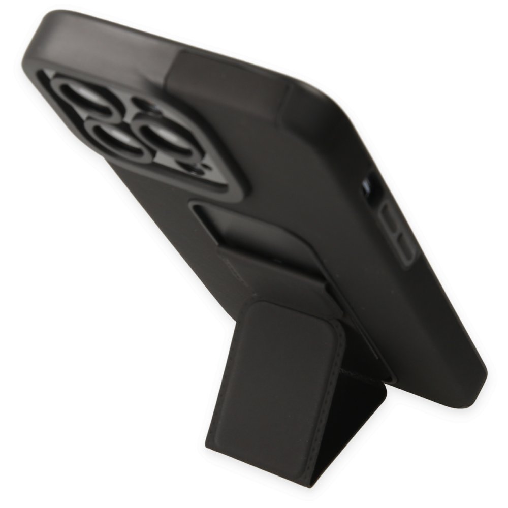 iPhone 13 Pro Max Kılıf Mega Standlı Silikon - Siyah iPhone 13 Pro Max Kılıf Mega Standlı Silikon - Siyah