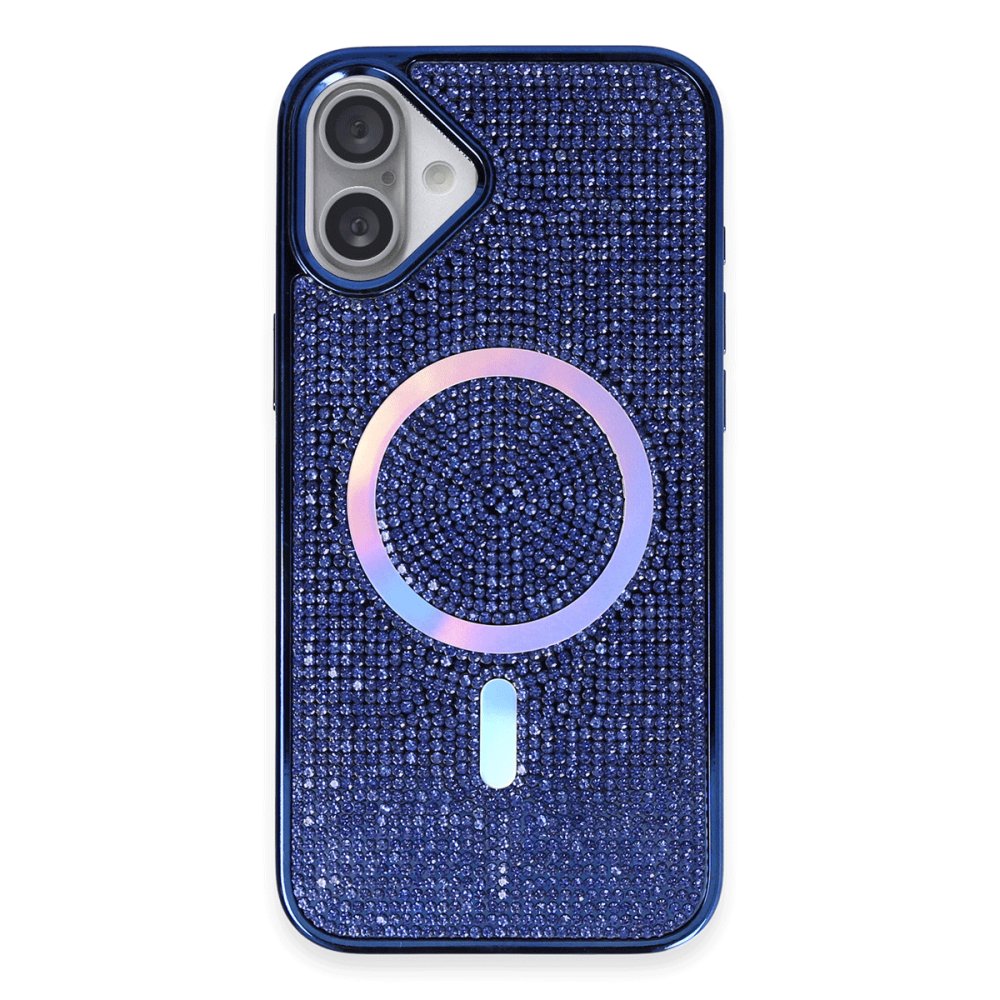 iPhone 16 Plus Kılıf Diamond Magsafe Kapak - Lacivert  iPhone 16 Plus Kılıf Diamond Magsafe Kapak - Lacivert