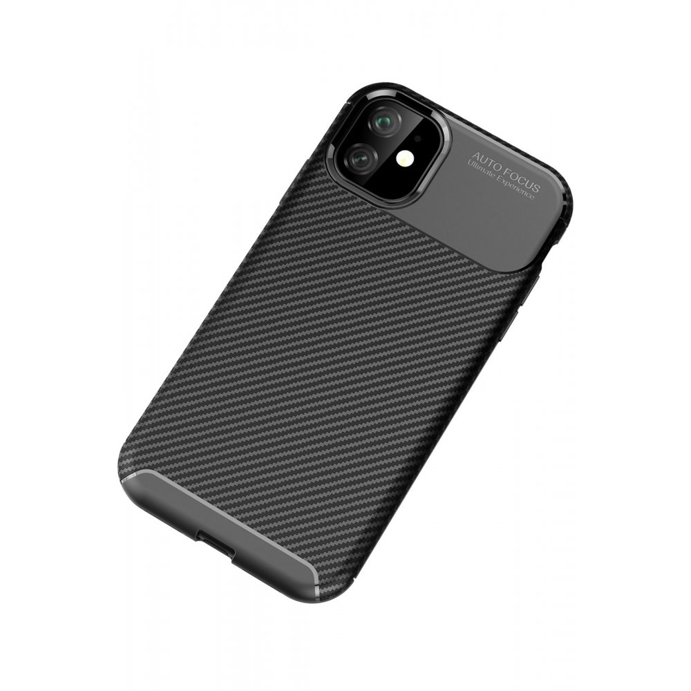  iPhone 11 Kılıf Auto Focus Karbon Kapak - Siyah