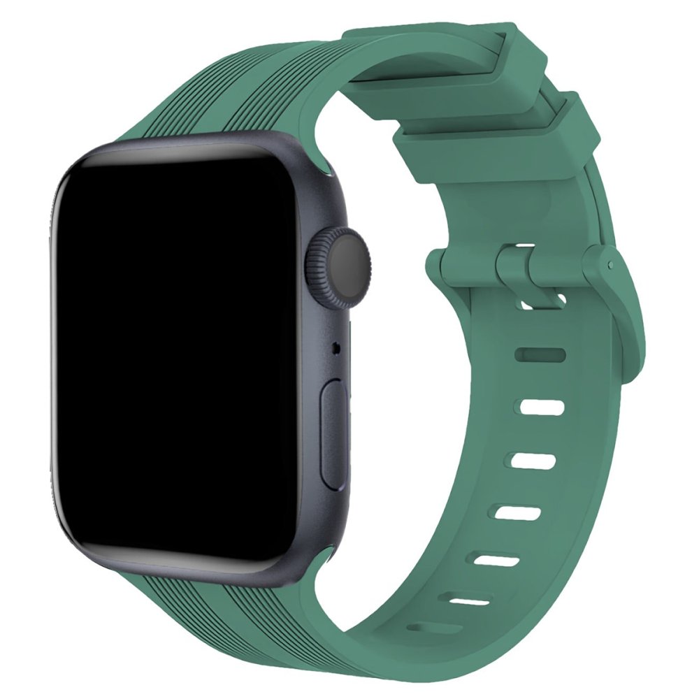  Apple Watch 41mm KR408 Çizgili Silikon Kordon - Yeşil