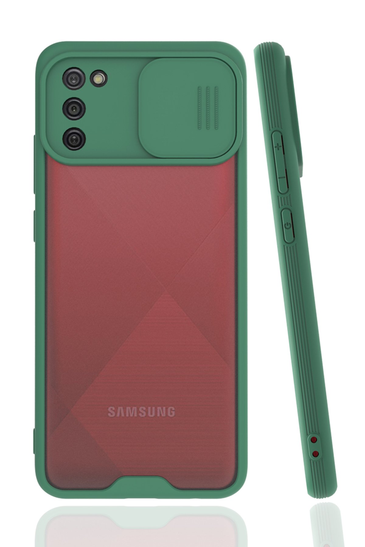  Samsung Galaxy A02S Kılıf Platin Kamera Koruma Silikon - Yeşil