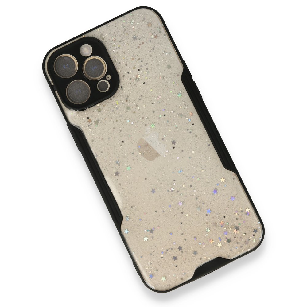  iPhone 12 Pro Max Kılıf Platin Simli Silikon - Siyah