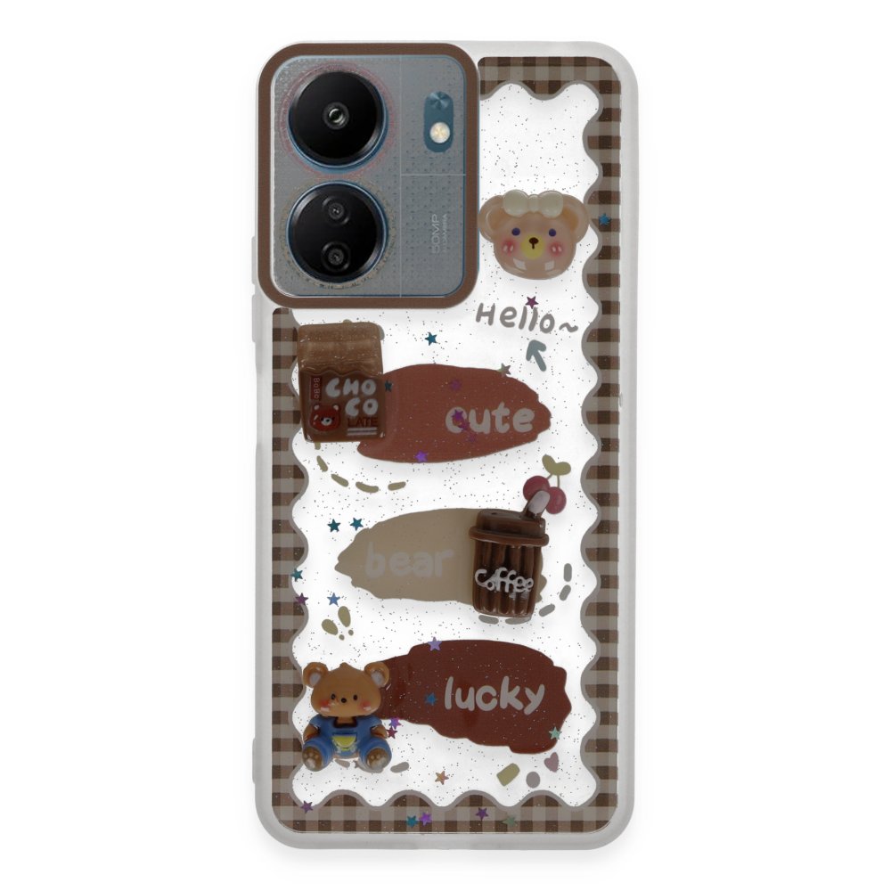  Xiaomi Poco C65 Kılıf Sweet Desenli Silikon Kapak - Şeffaf