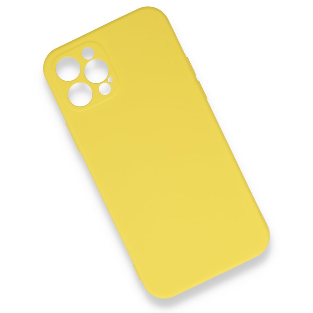  iPhone 12 Pro Max Kılıf Nano içi Kadife Silikon - Sarı