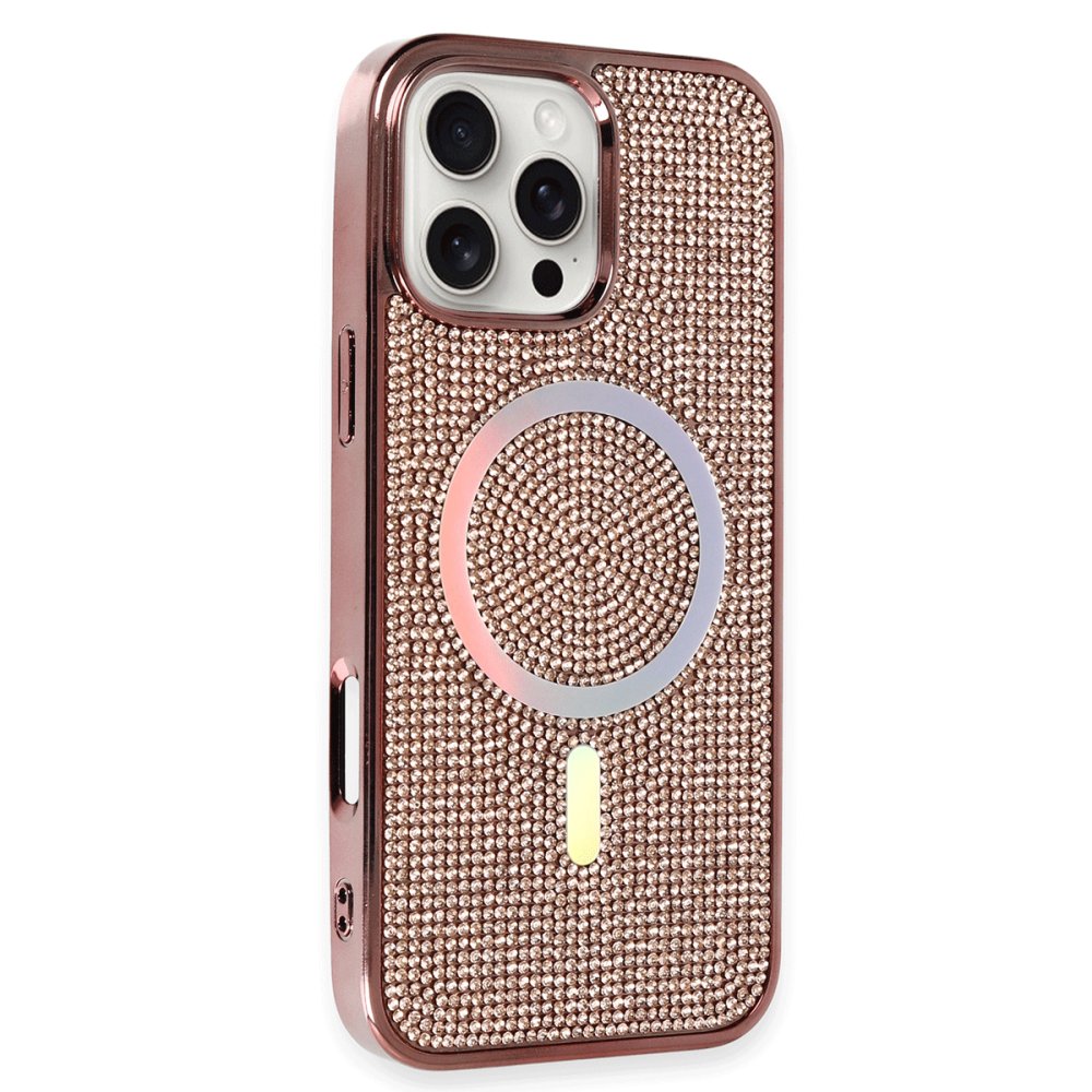  iPhone 16 Pro Kılıf Diamond Magsafe Kapak - Pembe
