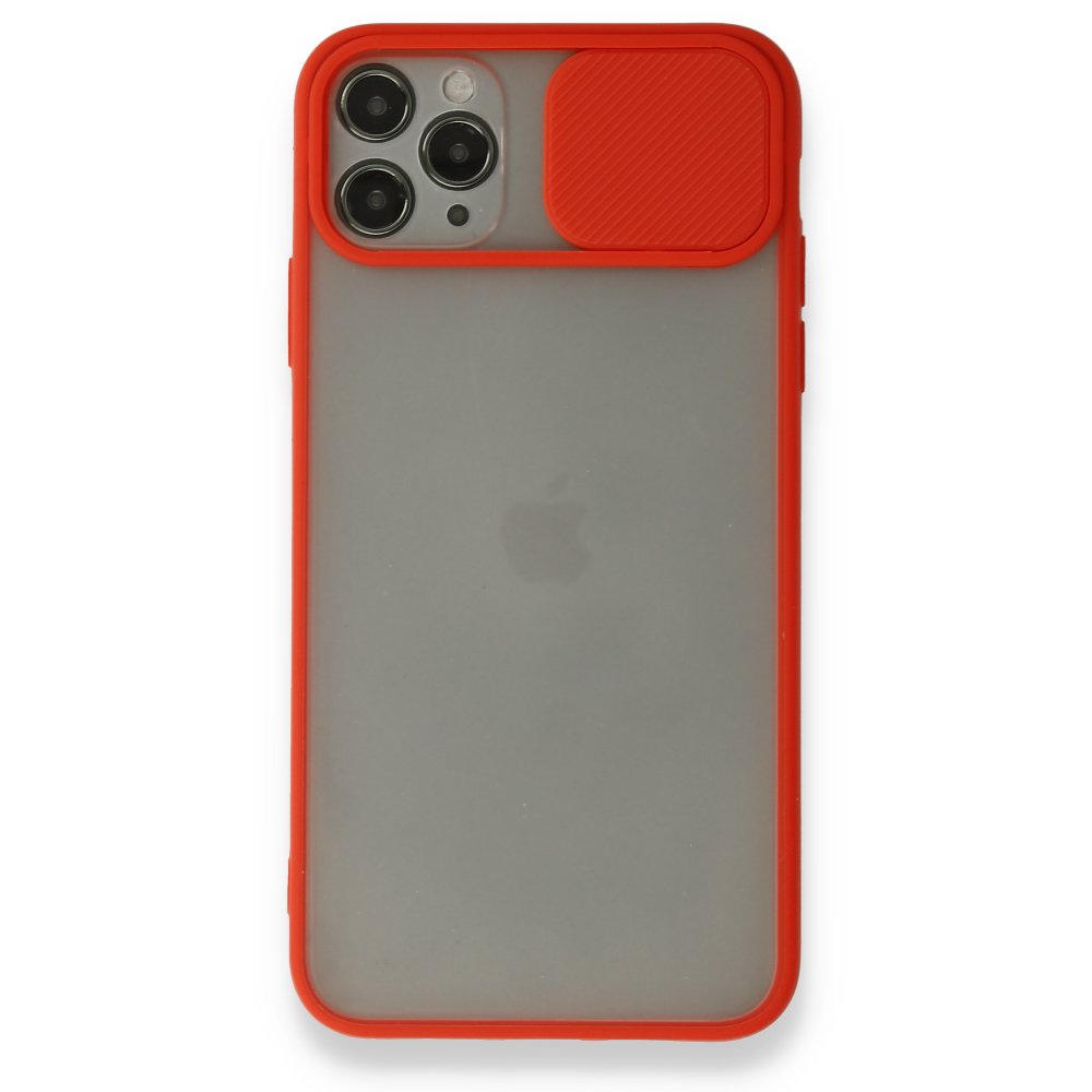  iPhone 11 Pro Max Kılıf Palm Buzlu Kamera Sürgülü Silikon - Kırmızı