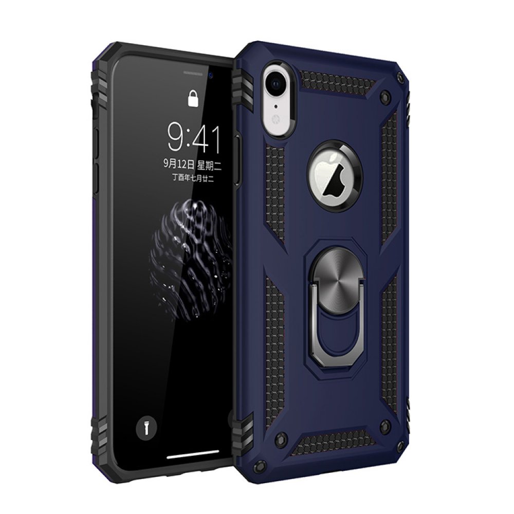  iPhone XR Kılıf Sofya Yüzüklü Silikon Kapak - Lacivert