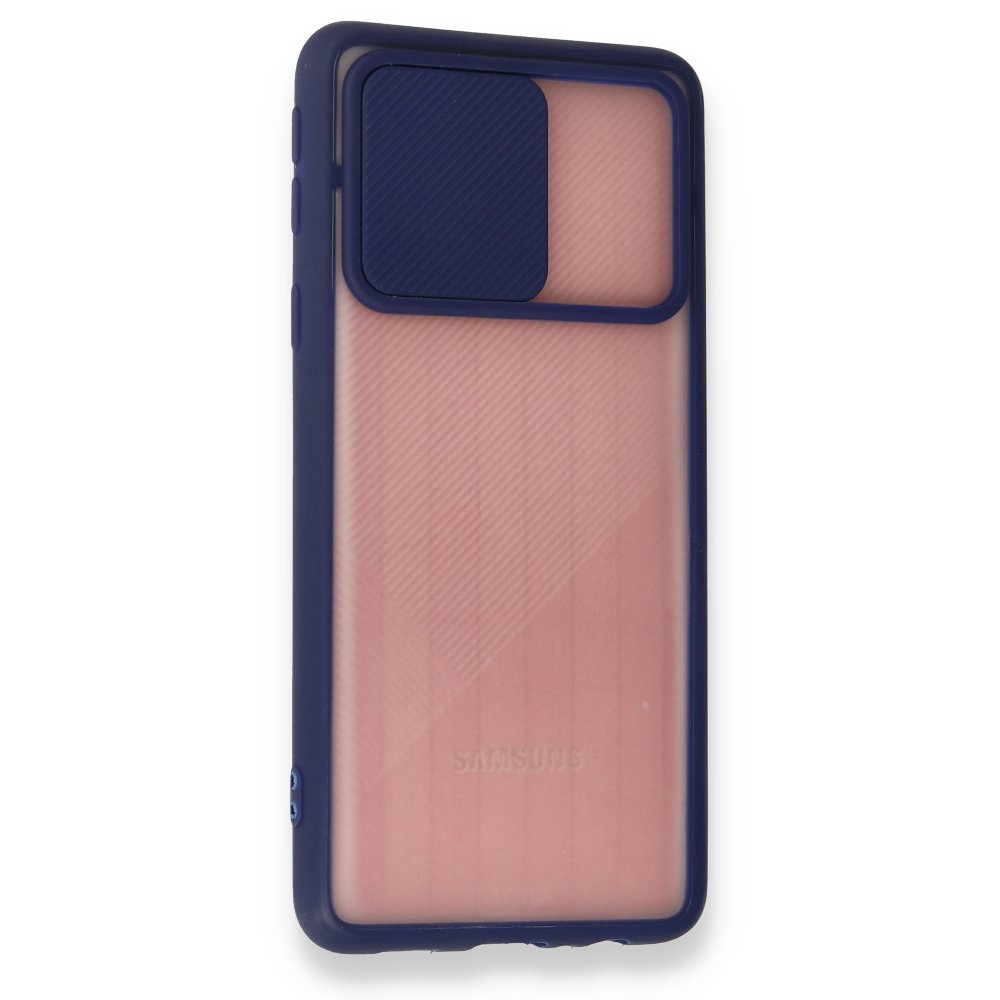  Samsung Galaxy A01 Core Kılıf Palm Buzlu Kamera Sürgülü Silikon - Lacivert