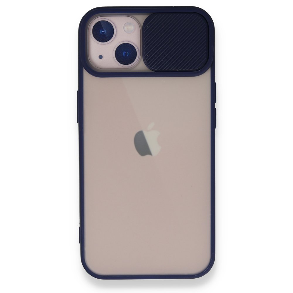  iPhone 13 Kılıf Palm Buzlu Kamera Sürgülü Silikon - Lacivert