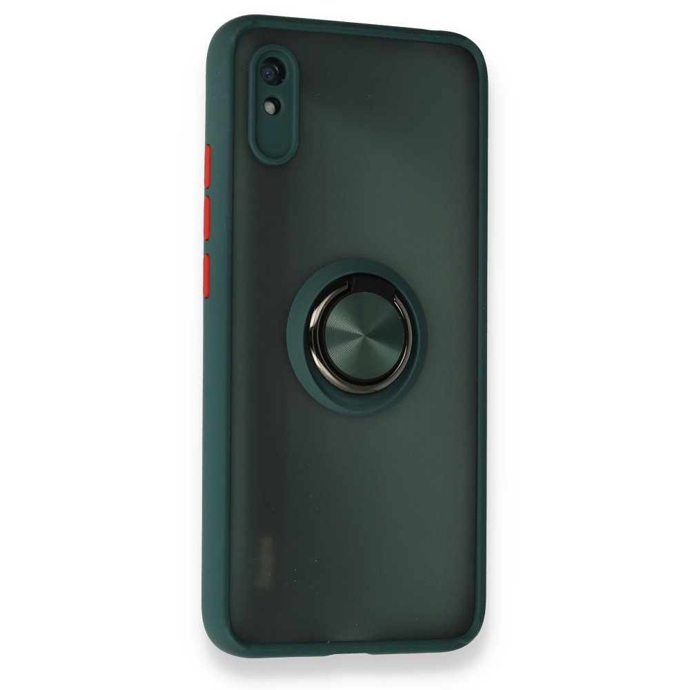 Redmi 9A Kılıf Montreal Yüzüklü Silikon Kapak - Yeşil Redmi 9A Kılıf Montreal Yüzüklü Silikon Kapak - Yeşil