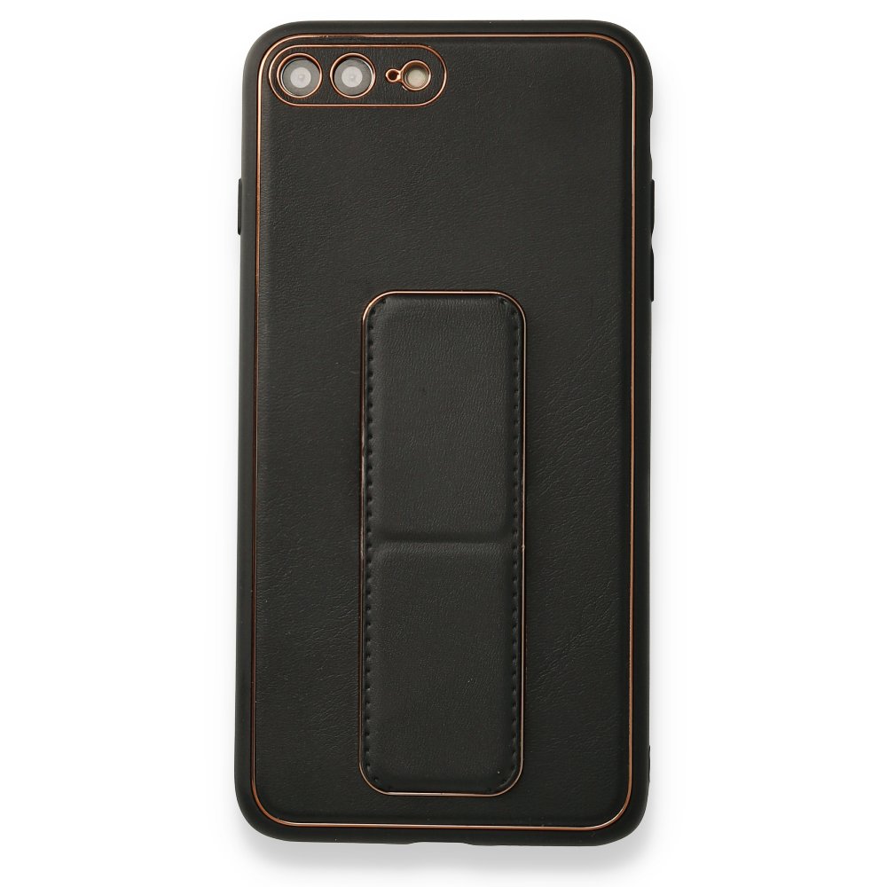 iPhone 8 Plus Kılıf Coco Deri Standlı Kapak - Siyah