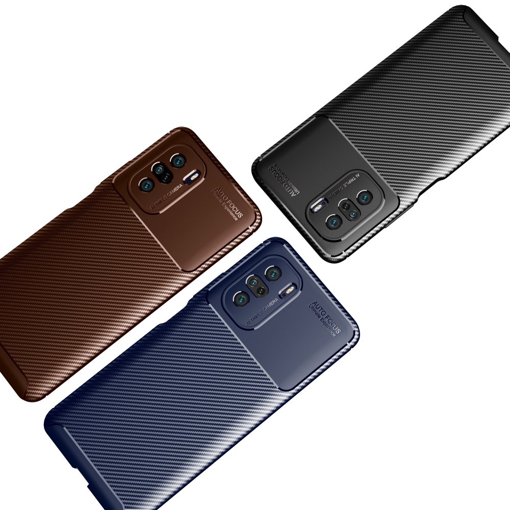 Redmi K40 Kılıf Auto Focus Karbon Kapak - Kahverengi Redmi K40 Kılıf Auto Focus Karbon Kapak - Kahverengi