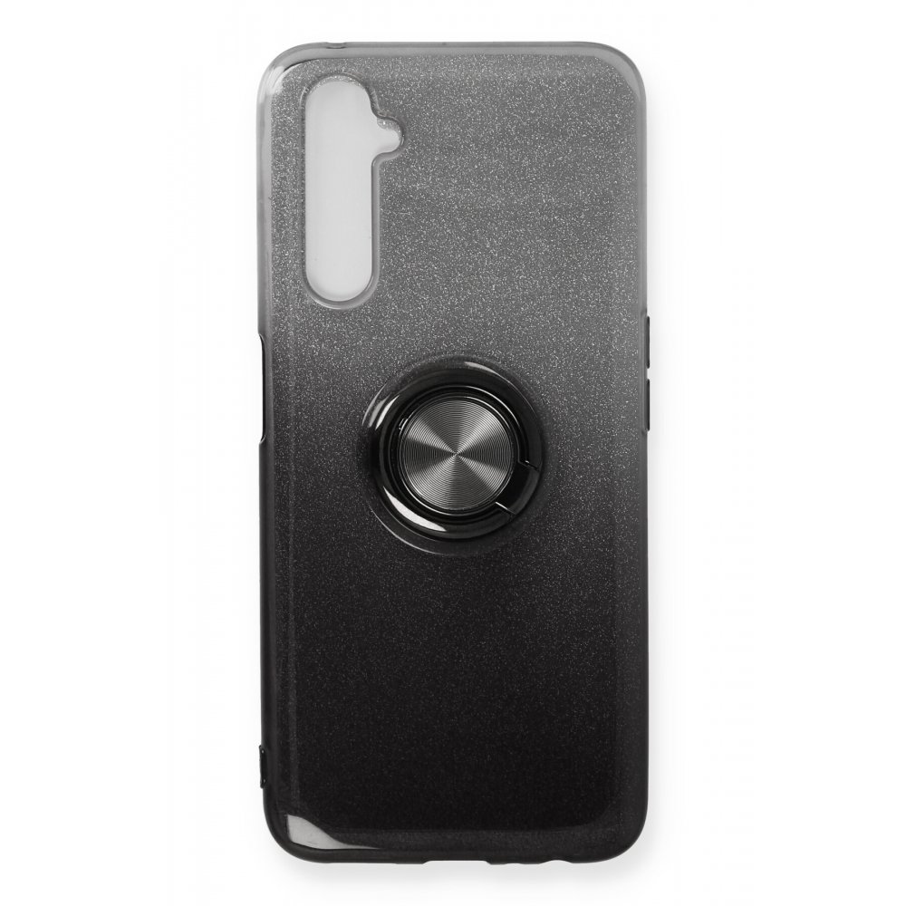 Realme 6 Pro Kılıf Simli Yüzüklü Silikon - Siyah  Realme 6 Pro Kılıf Simli Yüzüklü Silikon - Siyah