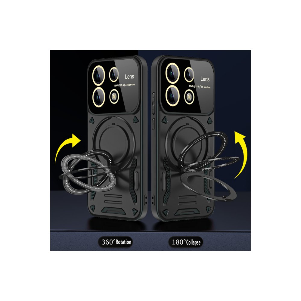 Redmi Note 13 Pro 4G Kılıf Joy Lens Standlı Kapak - Koyu Yeşil