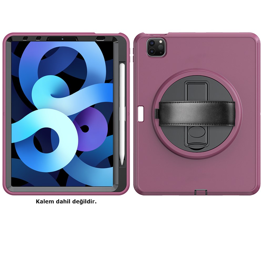  iPad Pro 11 (2021) Kılıf Hand Strap Tablet Kılıfı - Mürdüm