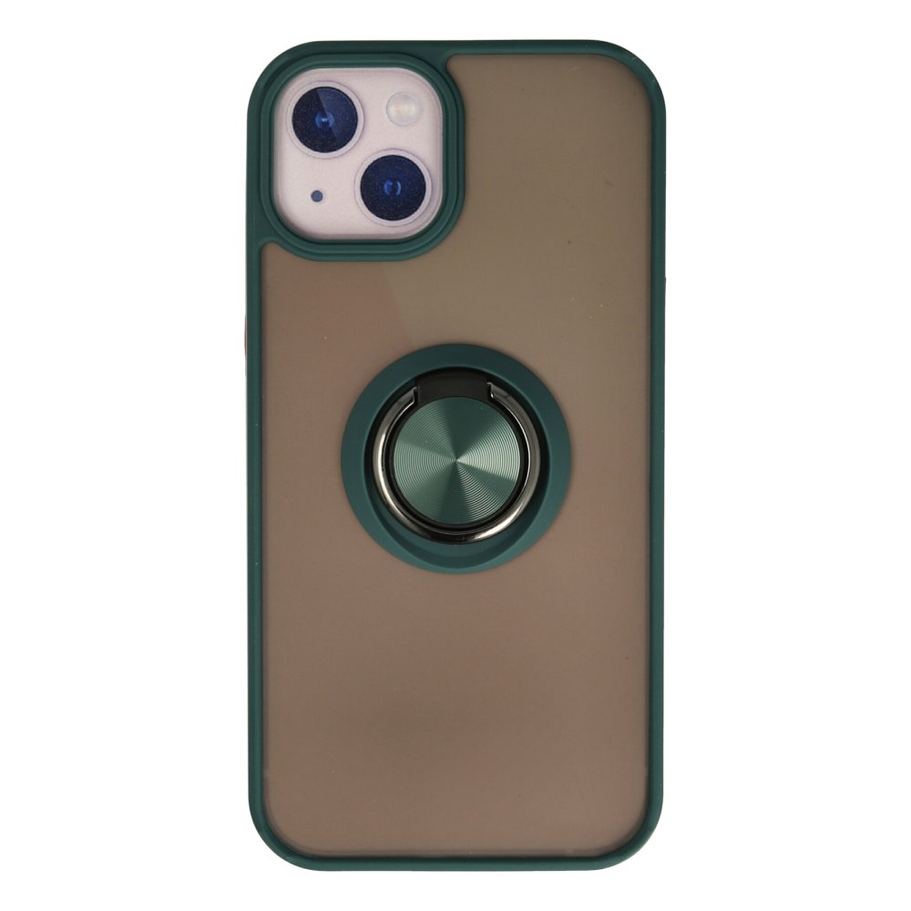 iPhone 15 Kılıf Montreal Yüzüklü Silikon Kapak - Yeşil  iPhone 15 Kılıf Montreal Yüzüklü Silikon Kapak - Yeşil