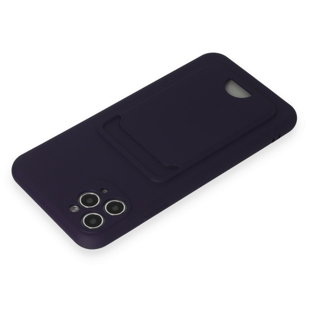  iPhone 11 Pro Max Kılıf Kelvin Kartvizitli Silikon - Derin Mor