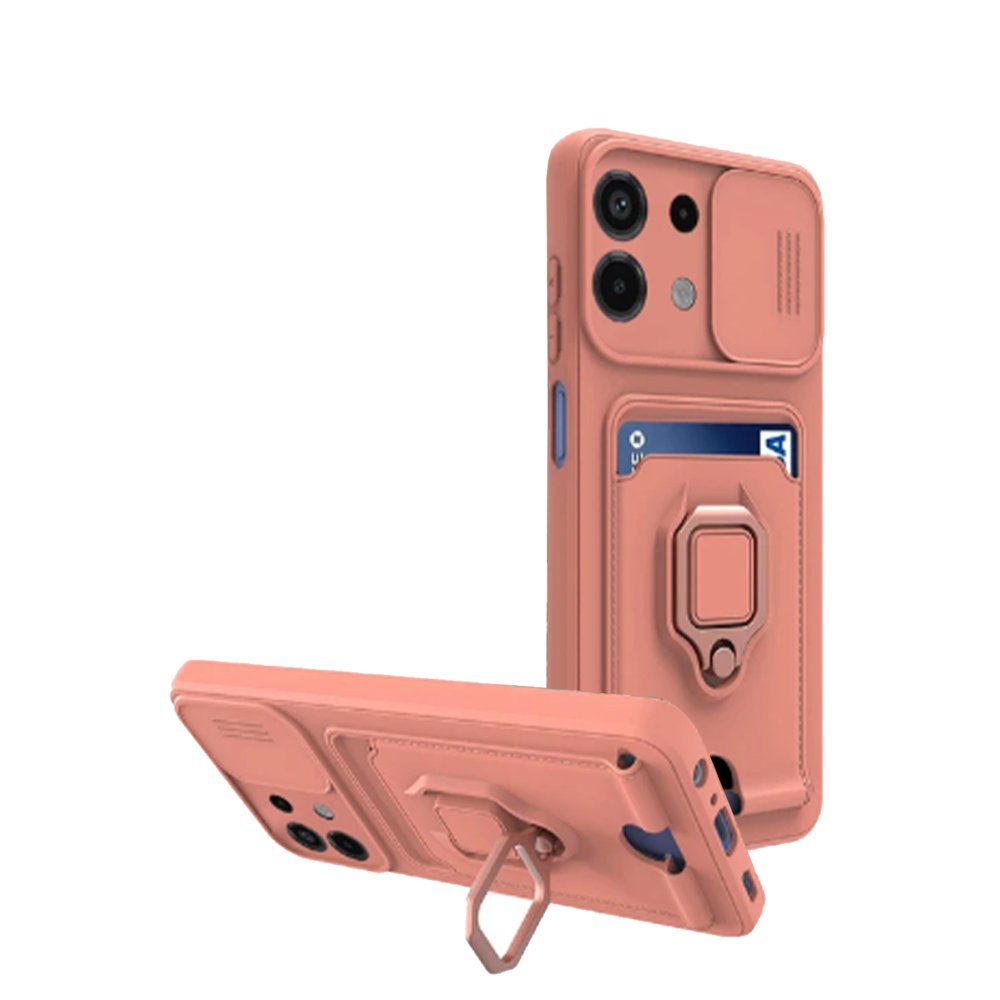 Redmi Note 13 4G Kılıf Zuma Kartvizitli Yüzüklü Silikon - Pembe