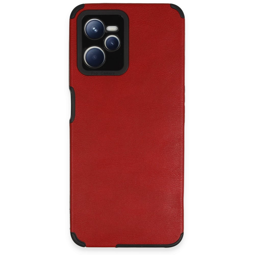 Realme C35 Kılıf Loop Deri Silikon - Kırmızı  Realme C35 Kılıf Loop Deri Silikon - Kırmızı