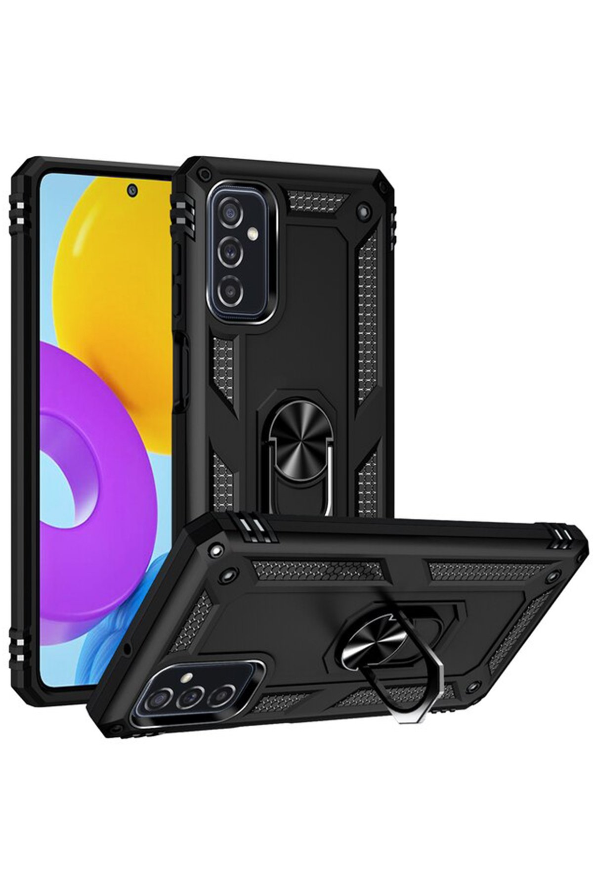  Samsung Galaxy M52 5G Kılıf Sofya Yüzüklü Silikon Kapak - Siyah