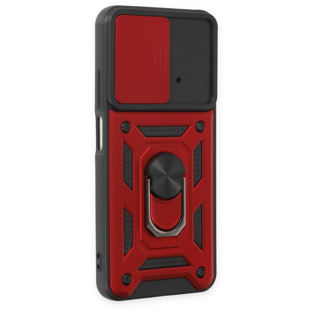  Xiaomi Poco M4 Pro 4G Kılıf Pars Lens Yüzüklü Silikon - Kırmızı