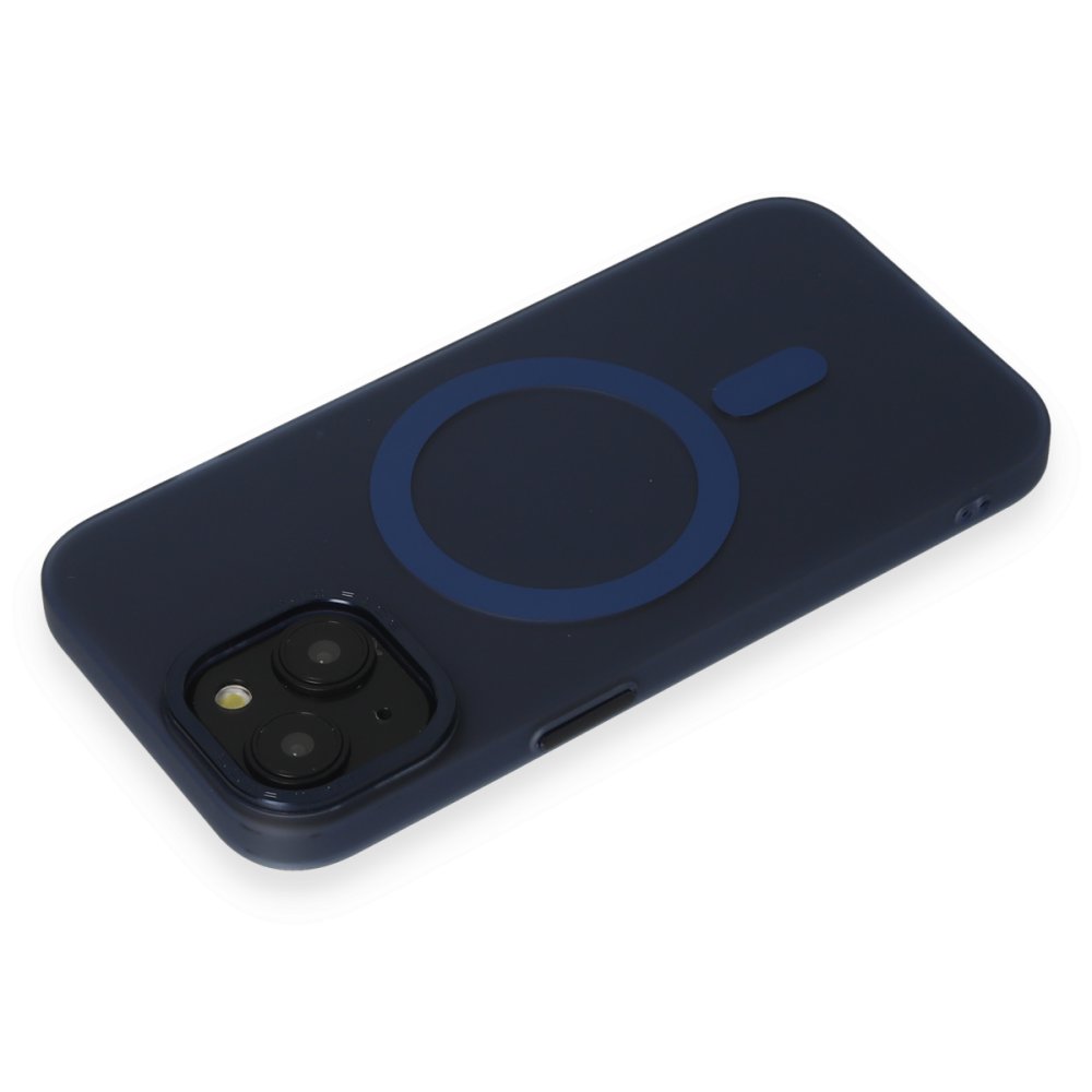  iPhone 15 Kılıf Lodos Magneticsafe Mat Kapak - Mavi