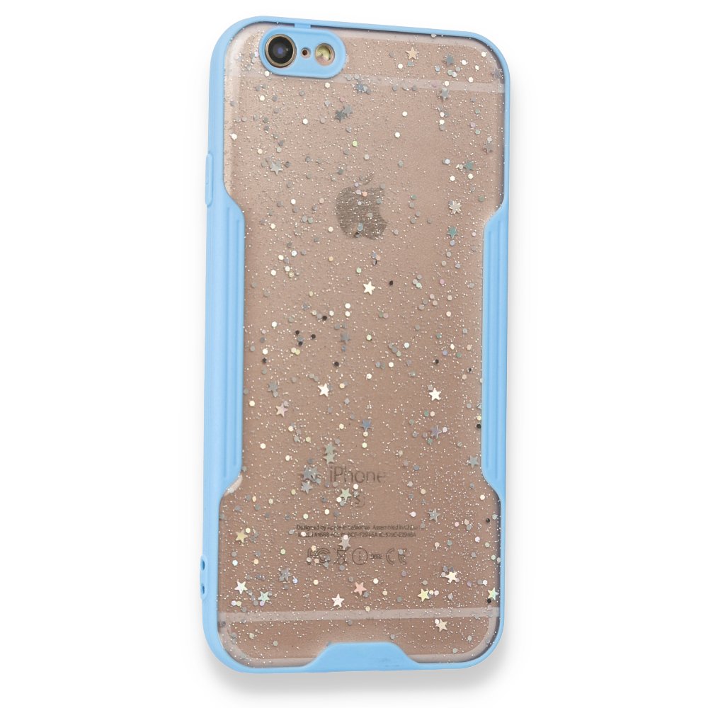 iPhone 6 Kılıf Platin Simli Silikon - Mavi  iPhone 6 Kılıf Platin Simli Silikon - Mavi