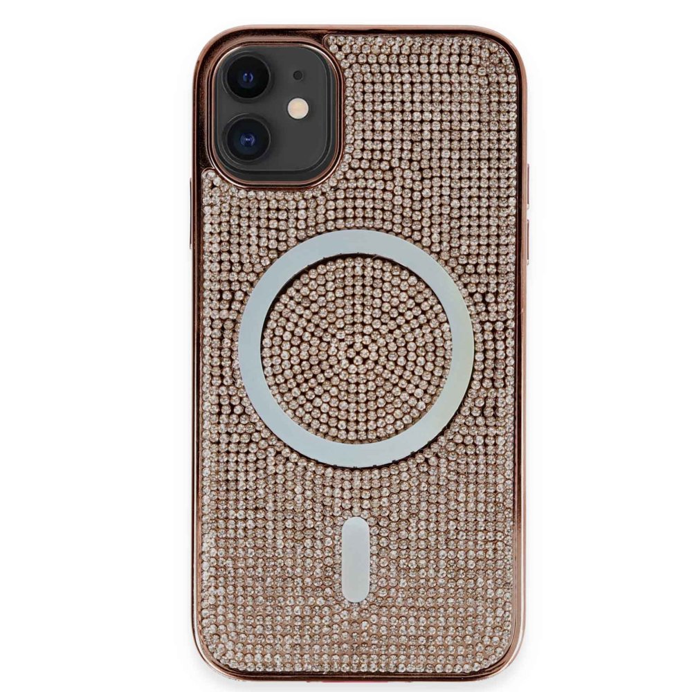  iPhone 11 Kılıf Diamond Magsafe Kapak - Pembe