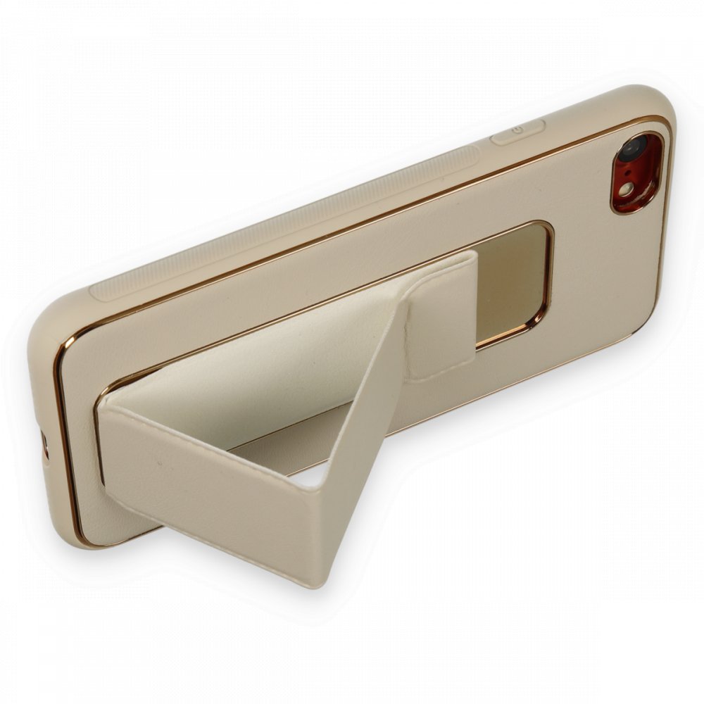  iPhone 7 Kılıf Coco Deri Standlı Kapak - Gold