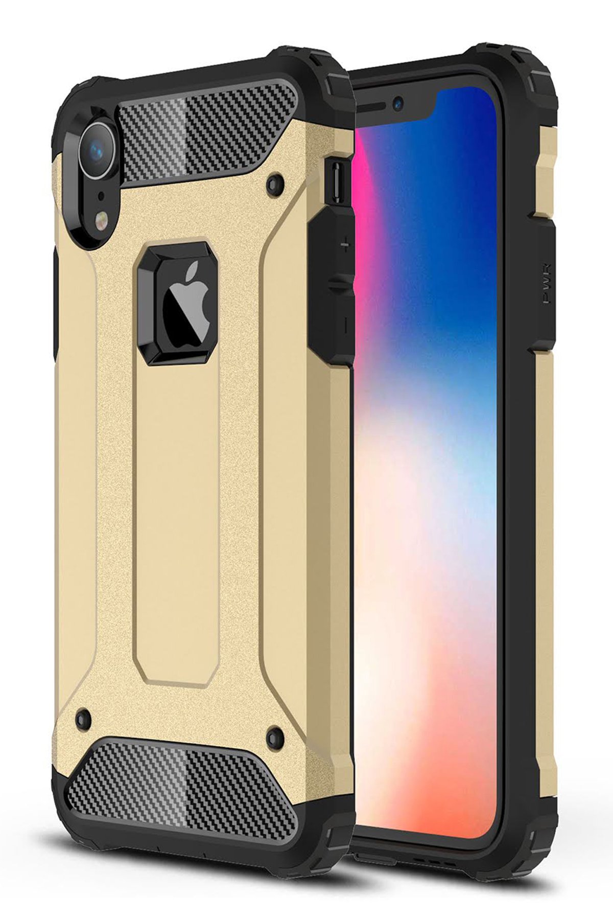  iPhone XR Kılıf Tank Silikon Kapak - Gold