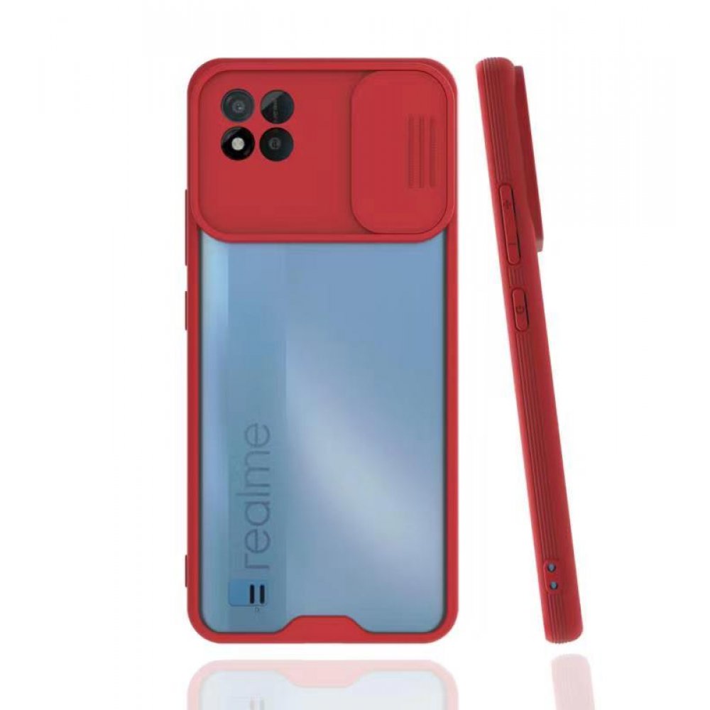 Realme C11 2021 Kılıf Platin Kamera Koruma Silikon - Kırmızı  Realme C11 2021 Kılıf Platin Kamera Koruma Silikon - Kırmızı