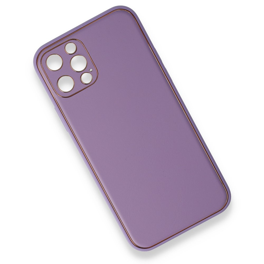 iPhone 12 Pro Kılıf Coco Deri Silikon Kapak - Lila iPhone 12 Pro Kılıf Coco Deri Silikon Kapak - Lila