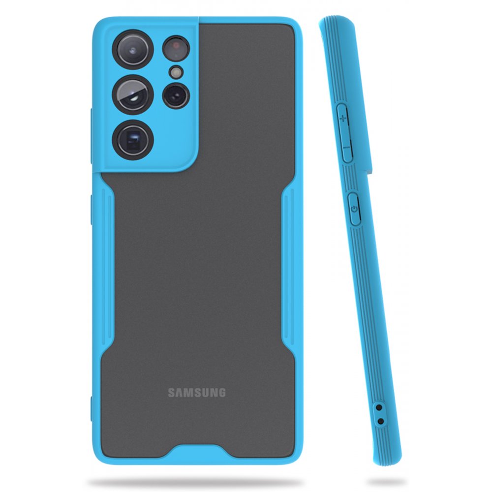 Samsung Galaxy S21 Ultra Kılıf Platin Silikon - Mavi