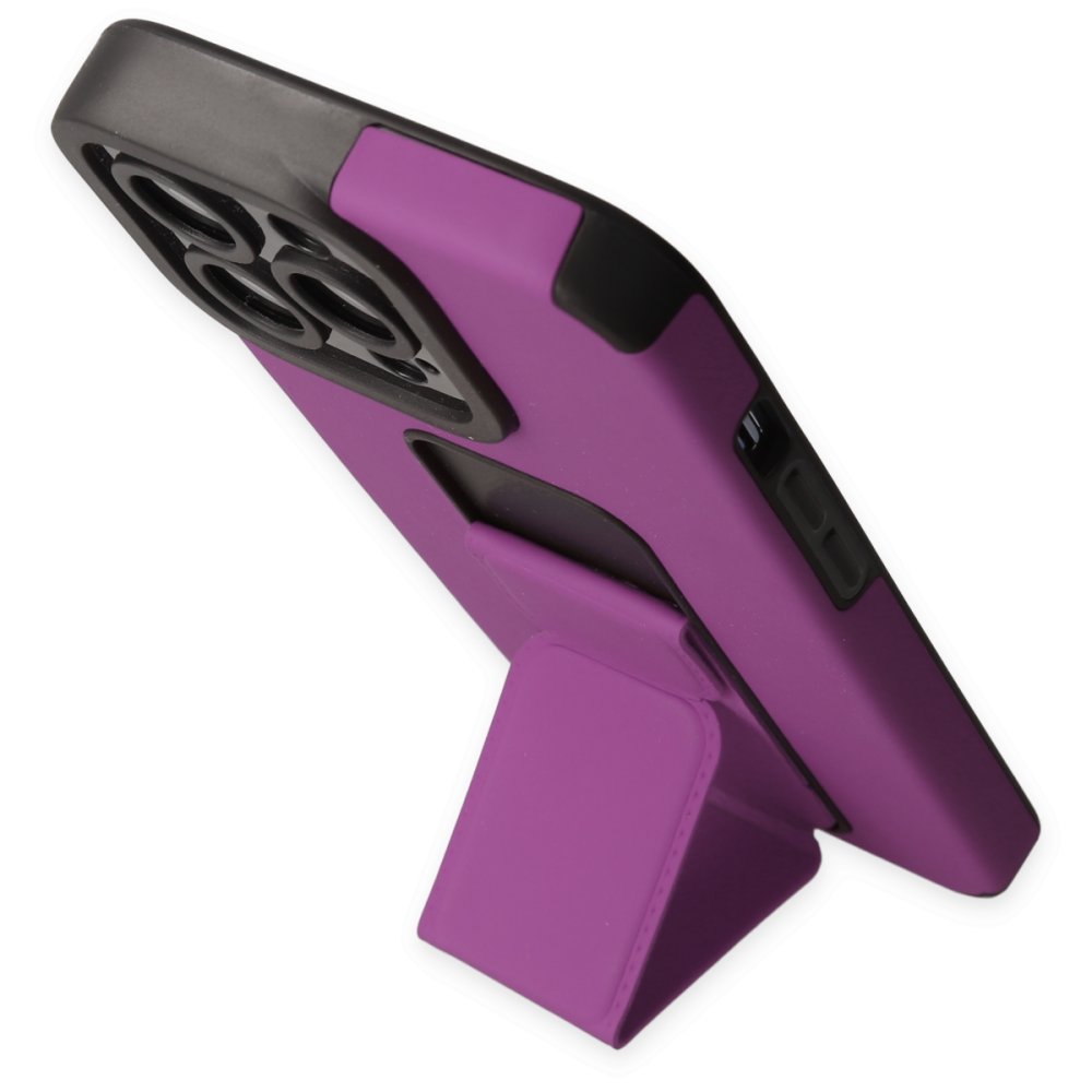 iPhone 13 Pro Kılıf Mega Standlı Silikon - Mor iPhone 13 Pro Kılıf Mega Standlı Silikon - Mor