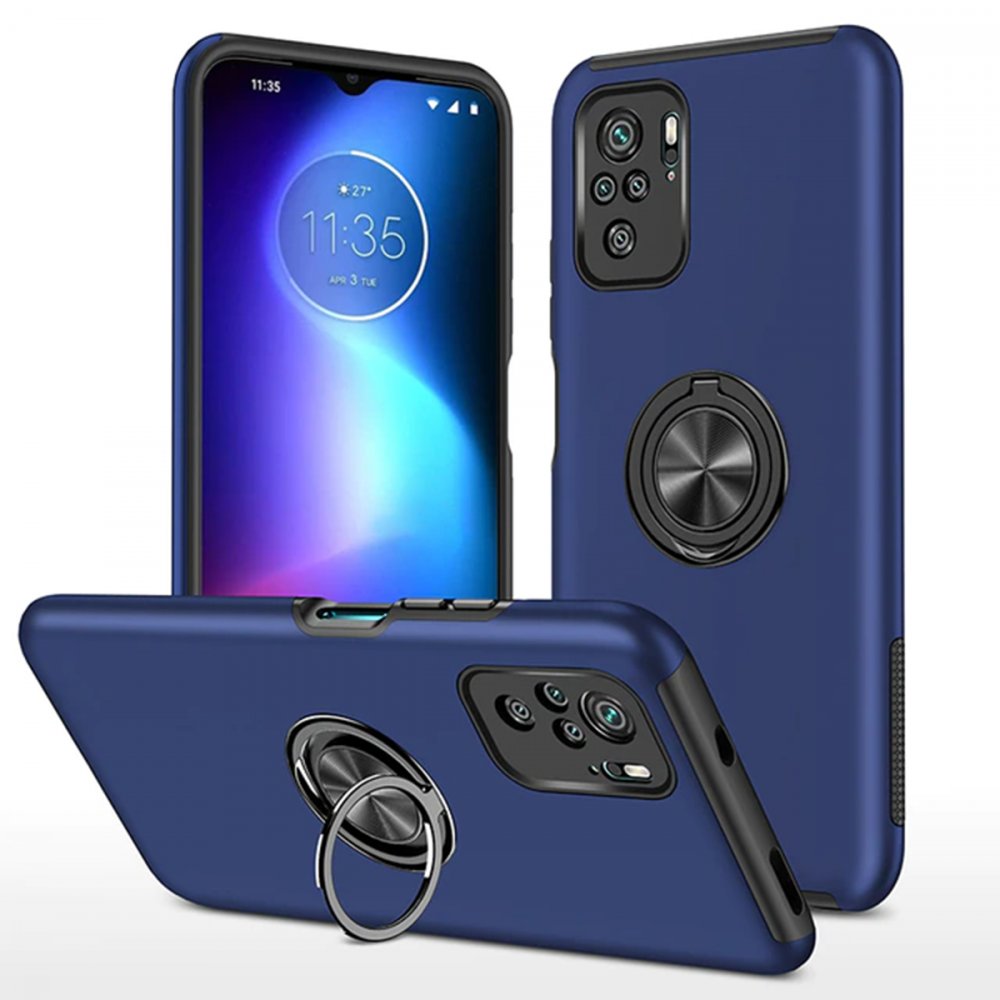  Xiaomi Poco F3 Kılıf Elit Yüzüklü Kapak - Lacivert