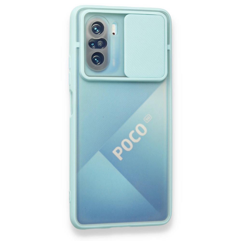 Redmi K40 Pro Kılıf Palm Buzlu Kamera Sürgülü Silikon - Turkuaz